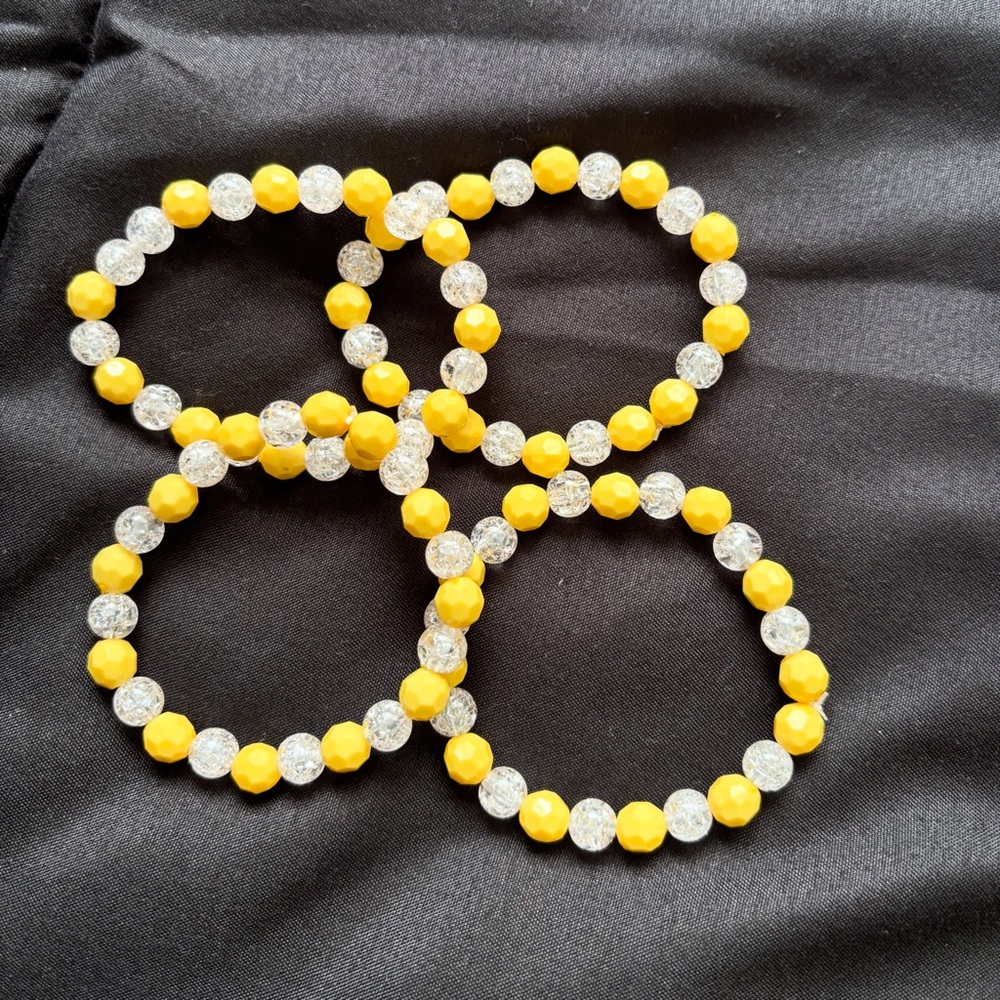 Elegant Yellow and Silver Beaded Bracelets